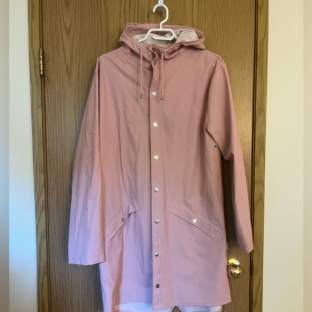 Rains Pink Hooded Trench Coat